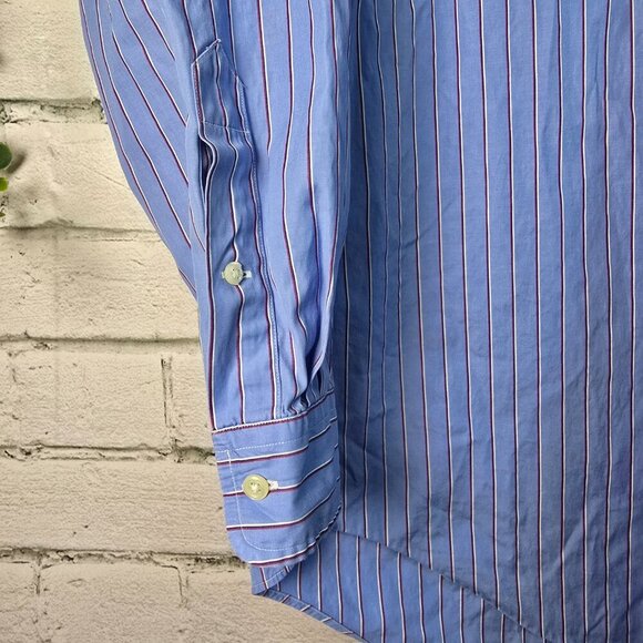 RALPH LAUREN BLUE LABEL LONG SLEEVE MENS BUTTON DOWN BLUE WITH WHITE &RUST 15.5 - Picture 5 of 5